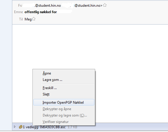 ImporteretOpenPGP nøkkel