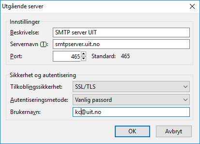 Utgående epostoppsett